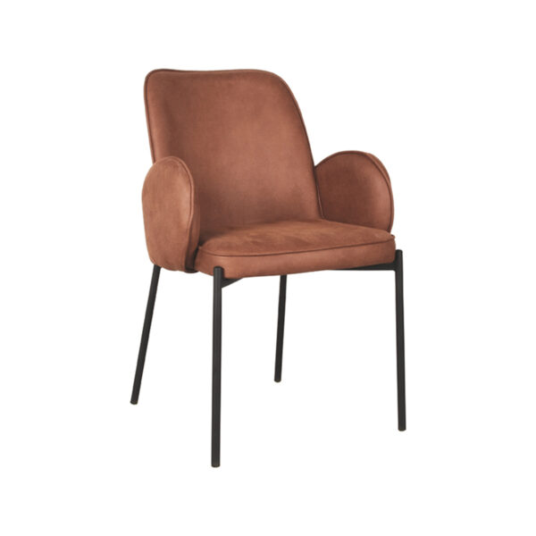 LABEL51 Eetkamerstoel Jari - Cognac - Microfiber - Black Frame