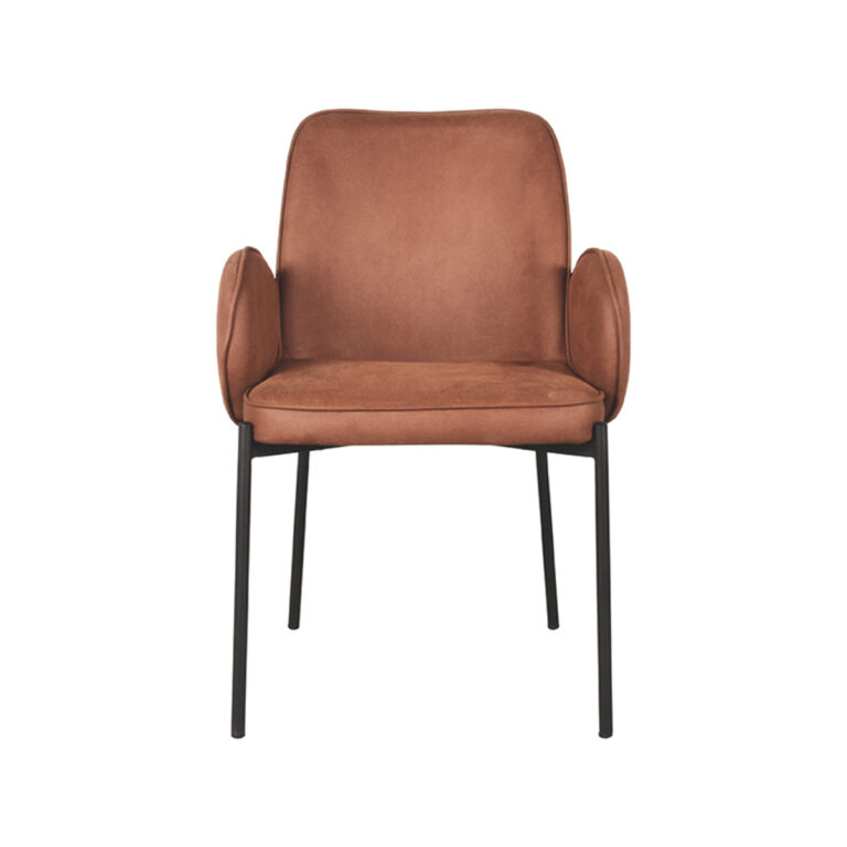 LABEL51 Eetkamerstoel Jari - Cognac - Microfiber - Black Frame