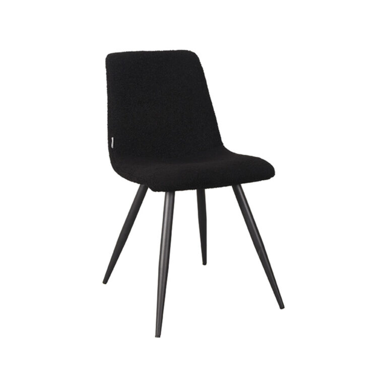 LABEL51 Eetkamerstoel Jep - Zwart - Teddy - Black Frame