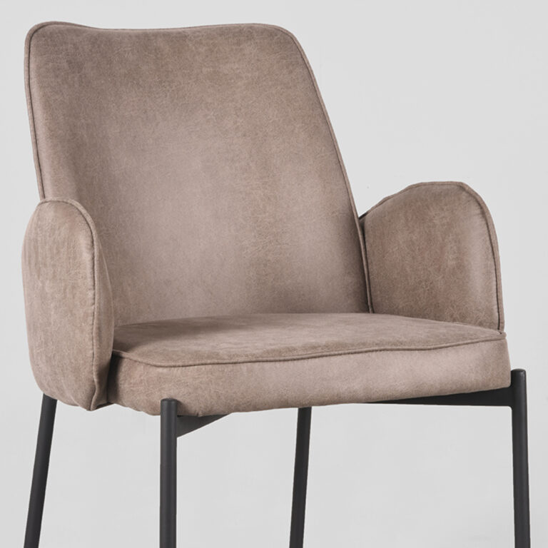 LABEL51 Eetkamerstoel Joni - Taupe - Micro Suede - Black Frame
