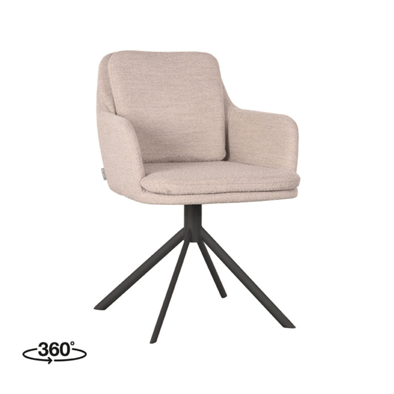 LABEL51 Eetkamerstoel Joy - Naturel - Boucle - Black Frame