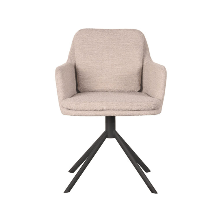 LABEL51 Eetkamerstoel Joy - Naturel - Boucle - Black Frame