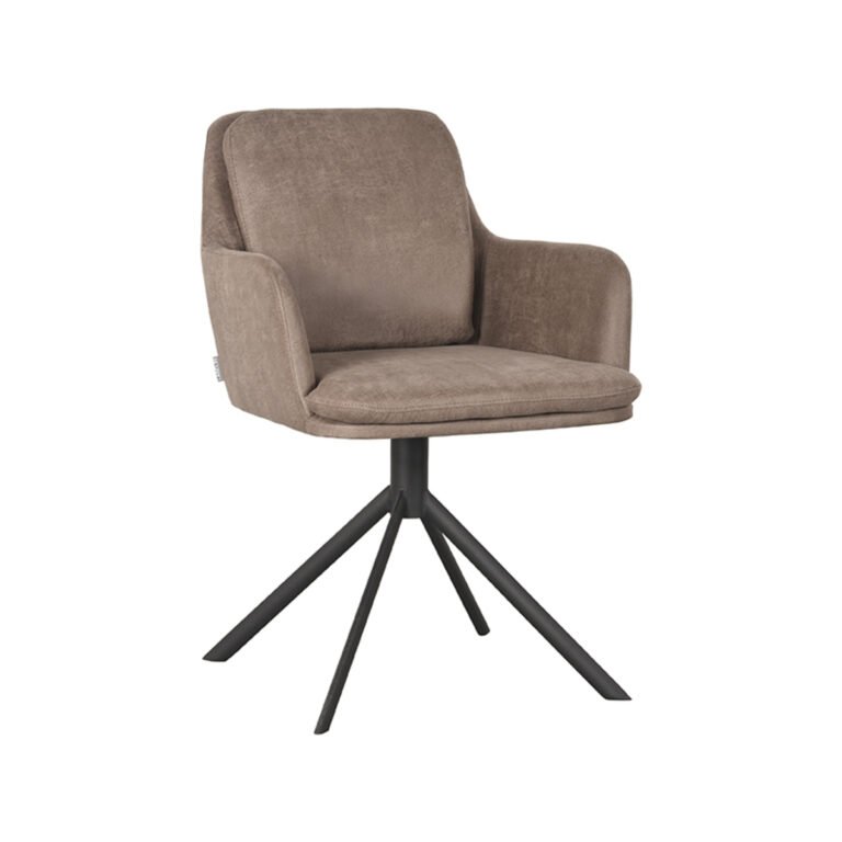 LABEL51 Eetkamerstoel Joy - Taupe - Micro Suede - Black Frame