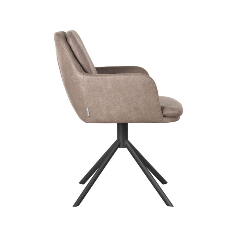 LABEL51 Eetkamerstoel Joy - Taupe - Micro Suede - Black Frame