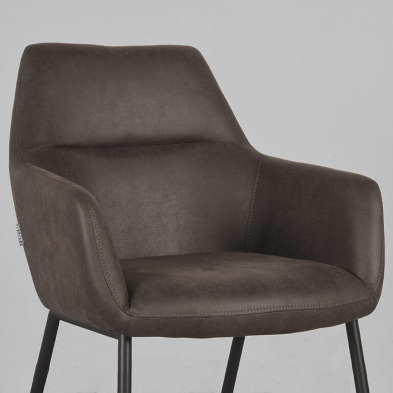 LABEL51 Eetkamerstoel Lenny - Antraciet - Micro Suede - Black Frame