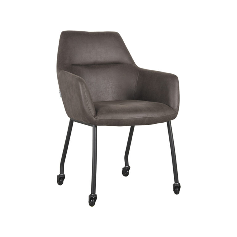 LABEL51 Eetkamerstoel Lenny - Antraciet - Micro Suede - Black Frame