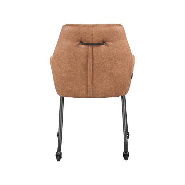 LABEL51 Eetkamerstoel Lenny - Cognac - Micro Suede - Black Frame