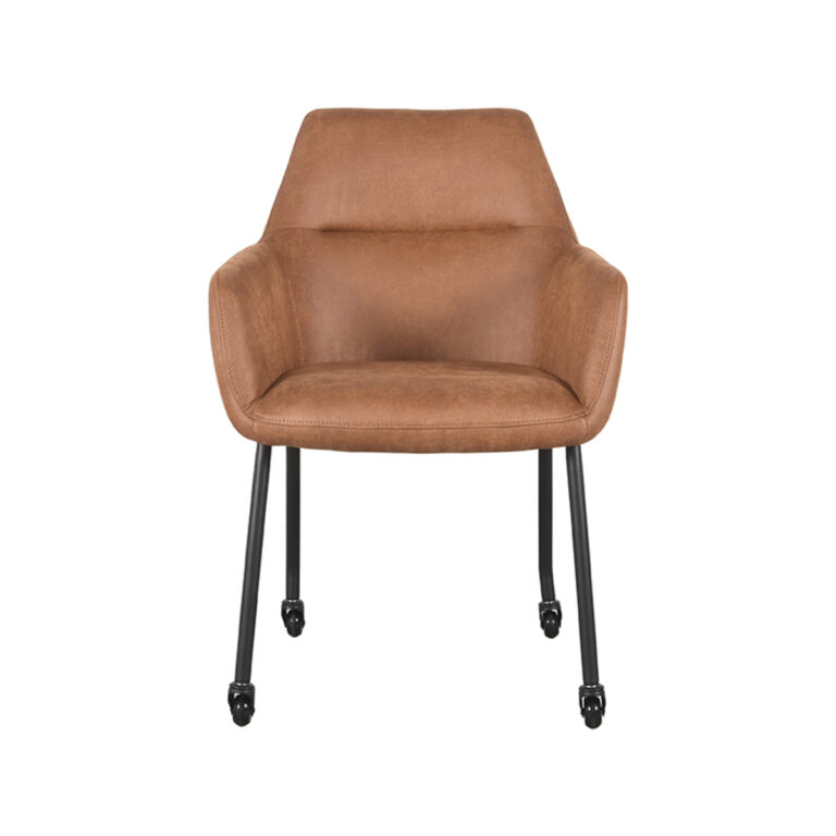 LABEL51 Eetkamerstoel Lenny - Cognac - Micro Suede - Black Frame