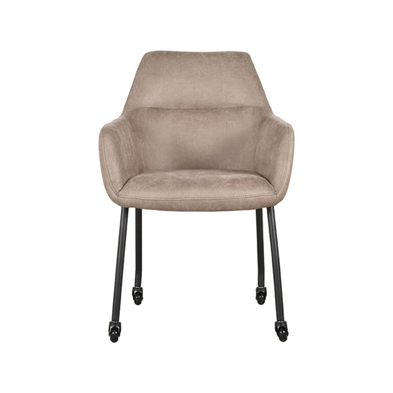 LABEL51 Eetkamerstoel Lenny - Taupe - Micro Suede - Black Frame