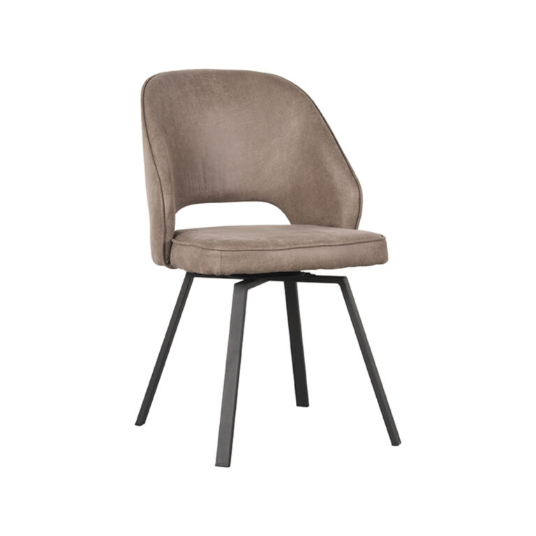 LABEL51 Eetkamerstoel Lewis - Taupe - Micro Suede - Black Frame