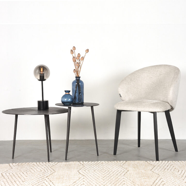 LABEL51 Yemek sandalyesi Logan - Crème - Elegance - Siyah Çerçeve