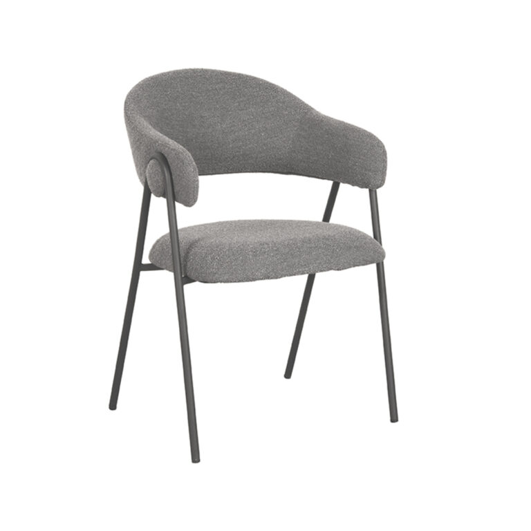 LABEL51 Dining chair Lowen - Grey - Boucle - Black Frame