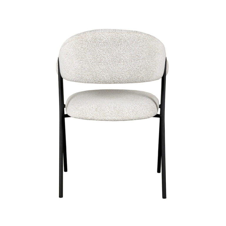 LABEL51 Eetkamerstoel Lowen - Wit - Boucle - Black Frame