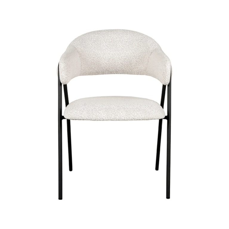 LABEL51 Eetkamerstoel Lowen - Wit - Boucle - Black Frame