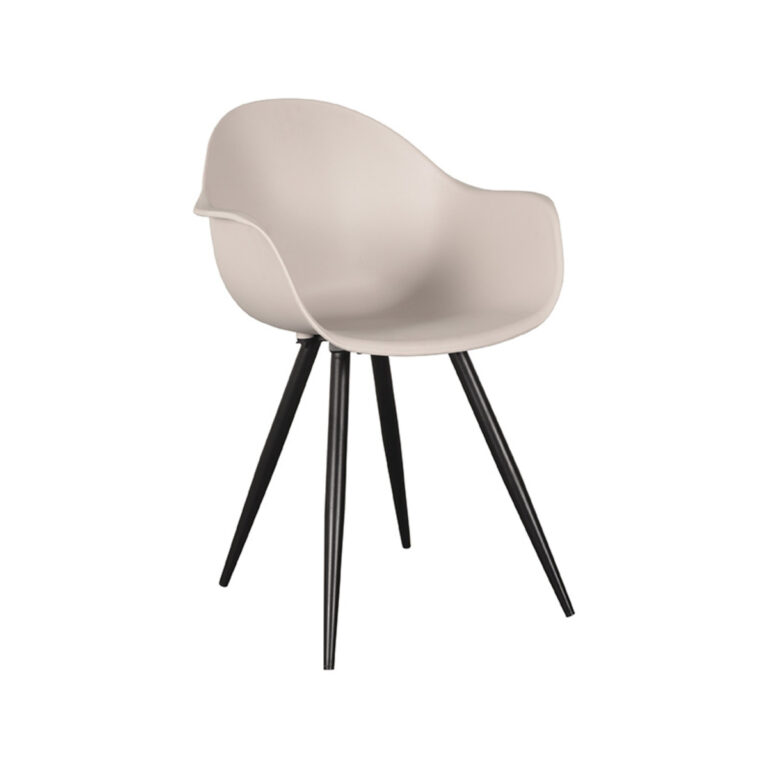 LABEL51 Chaise de salle à manger Luca - Sable - Plastique - Cadre Noir