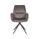 Eetkamerstoel_Mellow_58x63x92_Cm_Antraciet_Cosmo_Zwart_Metaal_Voorkant