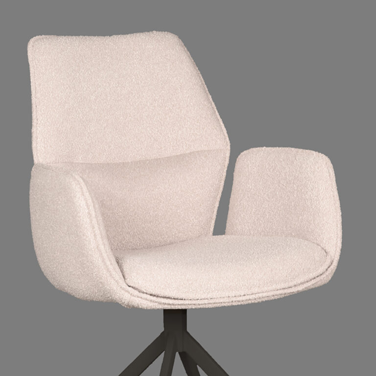 LABEL51 Eetkamerstoel Mellow - Naturel - Boucle - Black Frame