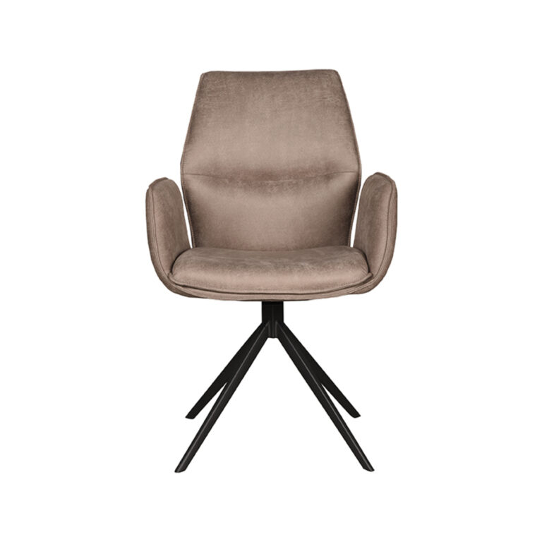 LABEL51 Eetkamerstoel Mellow - Taupe - Micro Suede - Black Frame