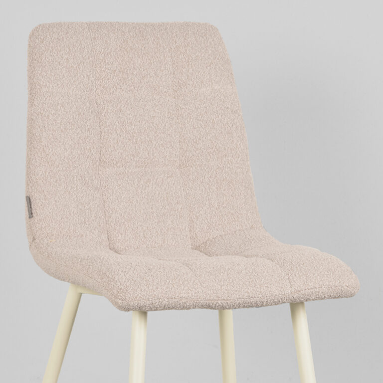 LABEL51 Eetkamerstoel Nino - Naturel - Boucle - Shaded White Frame
