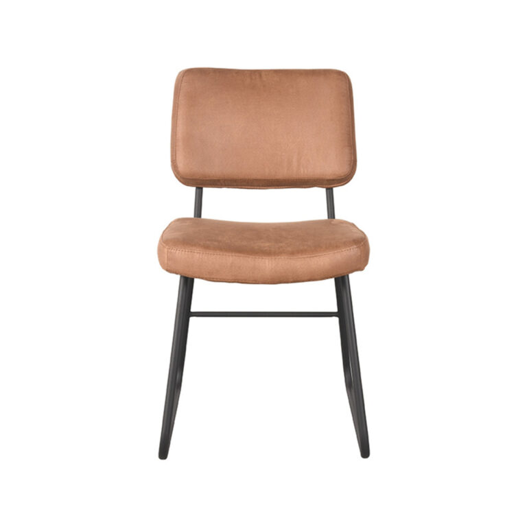 LABEL51 Eetkamerstoel Noah - Cognac - Micro Suede - Black Frame