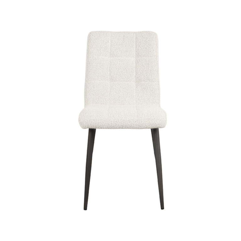 LABEL51 Eetkamerstoel Sam - Wit - Boucle - Black Frame