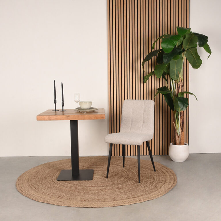 LABEL51 Eetkamerstoel Sam - Naturel - Boucle - Black Frame