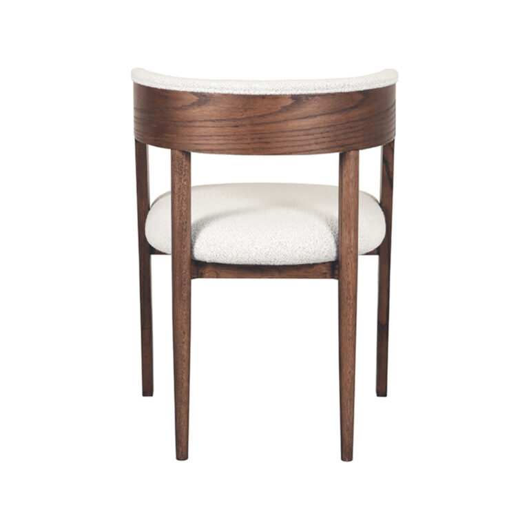 LABEL51 Eetkamerstoel Sasha - Wit - Boucle - Walnut Oak Frame