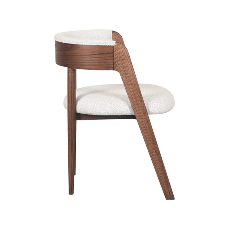 LABEL51 Eetkamerstoel Sasha - Wit - Boucle - Walnut Oak Frame