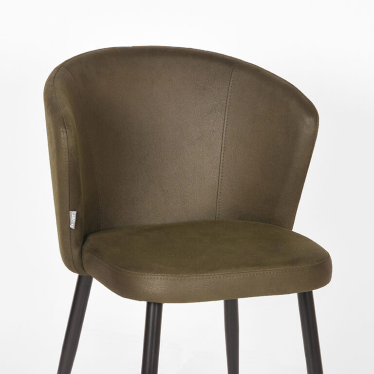 LABEL51 Eetkamerstoel Wave - Army green - Microfiber - Black Frame