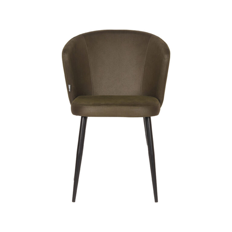 LABEL51 Eetkamerstoel Wave - Army green - Microfiber - Black Frame
