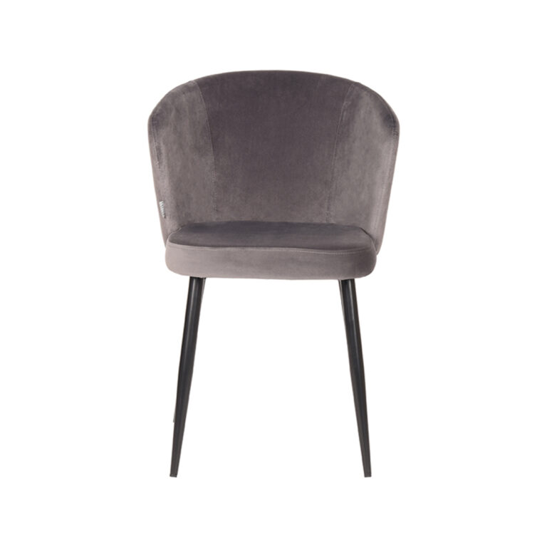 LABEL51 Eetkamerstoel Wave - Grijs - Fluweel - Black Frame