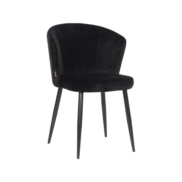 LABEL51 Eetkamerstoel Wave - Zwart - Fluweel - Black Frame