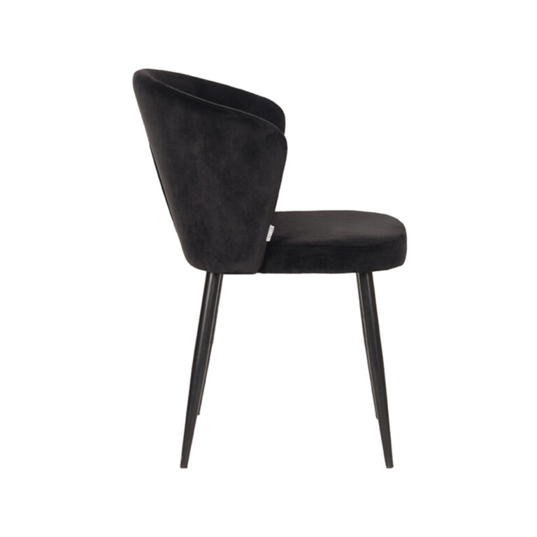 LABEL51 Eetkamerstoel Wave - Zwart - Fluweel - Black Frame