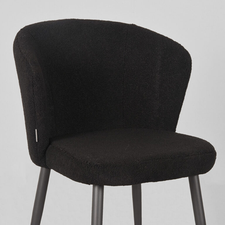 LABEL51 Eetkamerstoel Whirl - Zwart - Teddy - Black Frame
