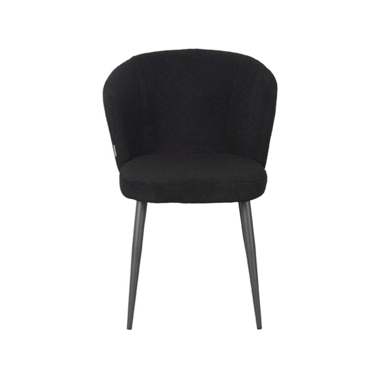 LABEL51 Eetkamerstoel Whirl - Zwart - Teddy - Black Frame