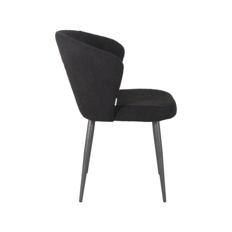 LABEL51 Eetkamerstoel Whirl - Zwart - Teddy - Black Frame