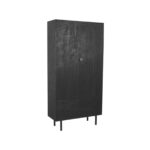 Hoge_Kast_Cotia_100x40x200_Cm_Zwart_Mangohout_Perspectief
