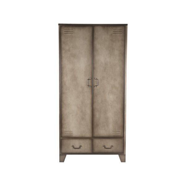 Hoge_Kast_Fence_2-Deurs_Vintage_Metaal_90x50x185_cm_Voorkant