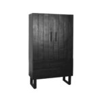 Hoge_Kast_Santos_2-Deurs_Zwart_Mangohout_94x40x160_cm_Perspectief1