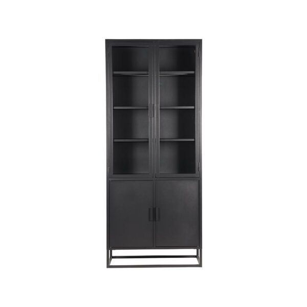 Hoge_Vitrinekast_Level_Zwart_Metaal_80x40x190_cm_Voorkant