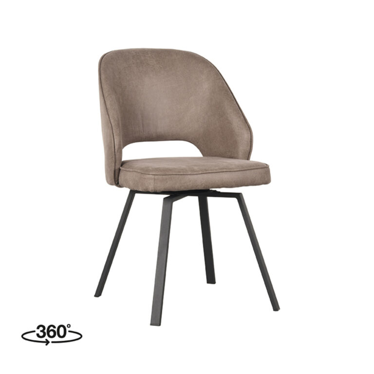 LABEL51 Eetkamerstoel Lewis - Taupe - Micro Suede - Black Frame