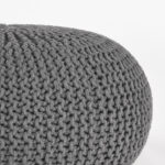Poef_Gebreid_L_Donkergrijs_Katoen_70x70x35_cm_Detail