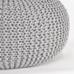 Poef_Gebreid_L_Lichtgrijs_Katoen_70x70x35_cm_Detail_2