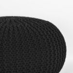 Poef_Gebreid_L_Zwart_Katoen_70x70x35_cm_Detail
