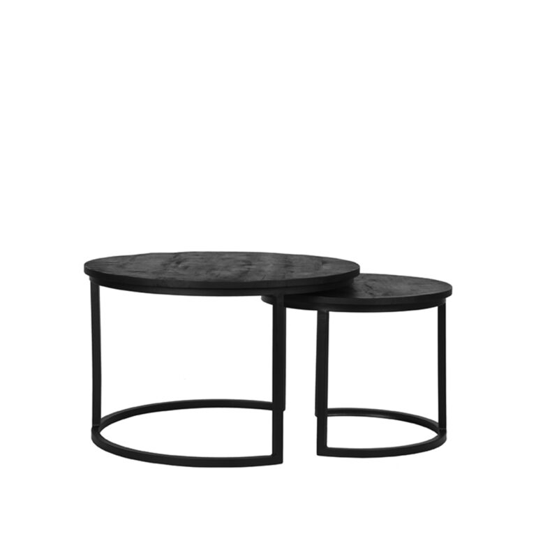 LABEL51 Salontafel Double - Zwart - Mangohout - 70 cm - Rond