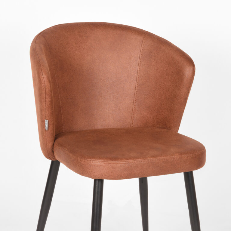 LABEL51 Eetkamerstoel Wave - Cognac - Microfiber - Black Frame