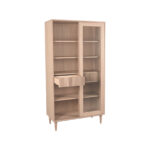 Vitrinekast_Jule_100x49x180_Cm_Naturel_Eikenhout_Perspectief2