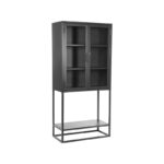 Vitrinekast_Level_Zwart_Metaal_70x35x150_cm_Perspectief