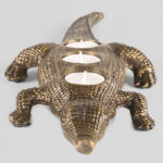 Waxinelichthouder_Krokodil_Antiek_Goud_Metaal_Detail