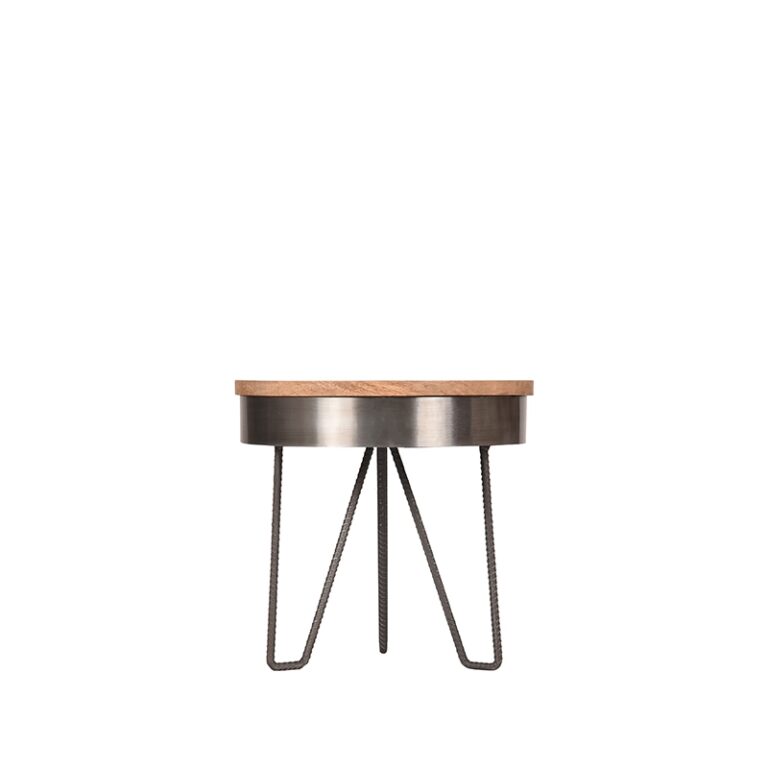 LABEL51 Bijzettafel Saran - Grijs - Mangohout - 44 cm - Rond